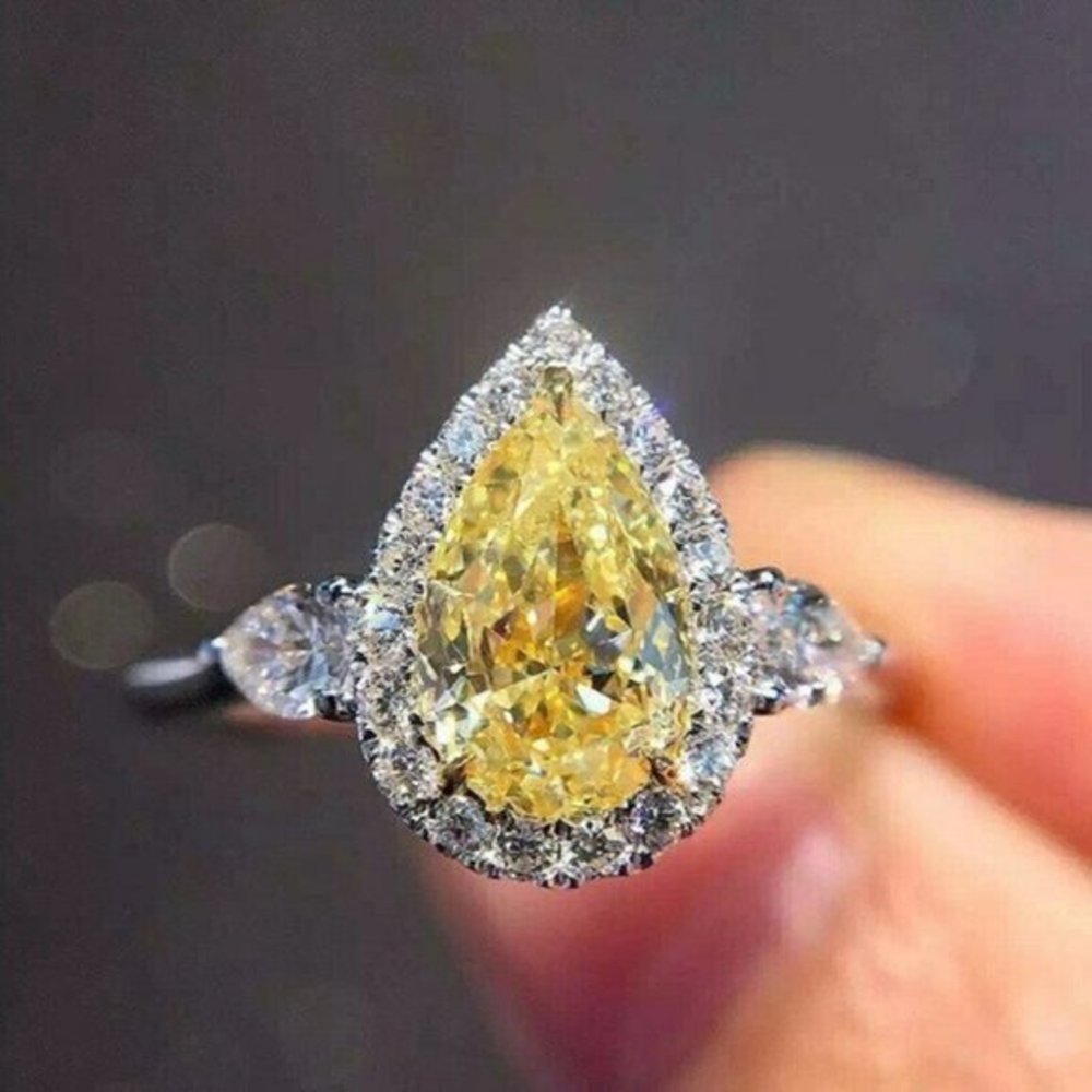 Gorgeous Bridgeton Regency Era Look 925 Silver Sim. Diamond Citrine Cocktail … - Picture 1 of 3